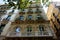 One of the facades of apartment buildings on La Rambla in Barcelona.