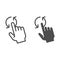 One finger rotate line and glyph icon. Gesture vector illustration isolated on white. Click rotate outline style design