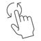 One finger rotate thin line icon. Gesture vector illustration isolated on white. Click rotate outline style design