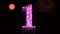 One firework concept number with pink glitter - animation footage