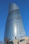 one of flame towers, a group of three scyscrapers in baku