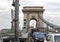 One of four lion sculptures by Janos Marshako, at ends of the Chain Bridge, Budapest, Hungary