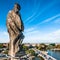 One of four statues on the rooftop of Wroclaw Universit