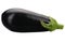 one fresh mature eggplant on a white isolated background. side view