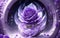 One frozen purple rose hidden in bush with ice crystals by AI Generated