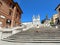 Only one girl on the stairway of the Spanish Steps in Rome during lockdown in Italy