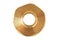 One glossy brass fitting golden color with thread for connecting different diameter pipeline for oil, petrol, gas