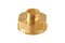 One glossy brass fitting golden color with thread for connecting different diameter pipeline for oil, petrol, gas