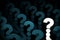 One Glowing Light Question Mark Icon Among Rows of Question Mark