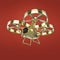 One golden quadrocopter drone with camera, glossy pracious metal isolated render