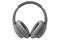 One gray wireless headphones on white background isolated close up, grey bluetooth headset, modern wi-fi black earphones