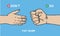 One hand fist bumping, or punching one hand shake design do and don`t poster