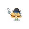 One hand Pirate cartoon design style of brown alfajor wearing a hat