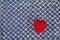 One heart on blue batik