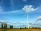 One horizontal axis wind turbine for electric power production with nice blue sky