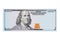 One hundred dollar banknote with portrait of Benjamin Franklin with strange eyes and copy space for your inscription and