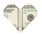 One hundred dollars folded into heart isolated