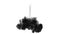 One ink flow, infusion black dye cloud or smoke, ink inject on white in slow motion. Black Color disperse in water. Inky