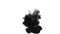 One ink flow, infusion black dye cloud or smoke, ink inject on white in slow motion. Black paint fuses in water. Inky