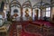 One of the interior rooms decorated with tapestries of the castle of Masino