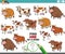 one of a kind activity with cartoon cows farm animals