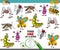 One of a kind game for children with happy insects