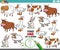 One of a kind task for children with cartoon farm animals