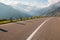 One lane of road, Grimsel pass, Alps, Switzerland