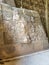 One of the large stone masks at the Temple of the Masks in Kohunlich, Mexico