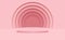 One layer big size pink pastel round pedestal podium that rounded edges and pink rings background.Love valentines day concept.