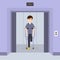 One Legged Young Man with Amputated Leg Standing with Crutches in Elevator Cartoon Vector Illustration