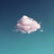 One light pink cloud over blue sky, square view. Landscapes, nature, minimalism concept.