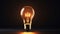 One of Lightbulb glowing dark area with copy space for creative thinking, problem solving solutions and outstanding concept