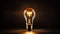 One of Lightbulb glowing dark area with copy space for creative thinking, problem solving solutions and outstanding concept
