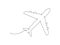 One line airplane drawing. Minimalism art. Continuous line plane transportation