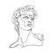 One line ancient David sculpture. Hand drawn continuous line art of David head. Vector illustration