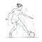 One Line Art of Football Player Kicking Ball Perfect for Sports Posters and Web Design.