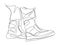 one line art. one continuous line art. a pair of safety shoes for engineering or outdoor work