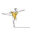 one line ballet dancer continuous hand drawn minimalist design