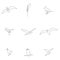 One line bird set. Birds collection. Hand drawn vector illustration