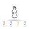One line, body, woman multi color icon. Simple thin line, outline vector of human icons for ui and ux, website or mobile