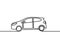 One line cars design silhouette. Smart car with roof. Luxury car. Continuous line graphic. Vector illustration