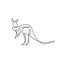 One line design silhouette of kangaroo. Hand drawn minimalism style. Standing kangaroo pose. Wildlife kangaroo Australia concept.