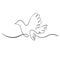One line dove for banner design hand drawn