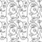 One line drawing abstract face seamless pattern. Modern minimalism art, aesthetic contour. Continuous line background