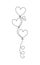 One line drawing balloons sketch. Ballons in the form of hearts.