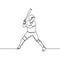 One line drawing of baseball player ready to hit the ball vector illustration