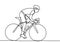 One line drawing of a bicycle athlete. Professional bicycle athlete or cyclist riding on the street. Sport theme bicycle rider.
