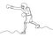 one line drawing of boxer athlete. Vector boxing game sport. Hand drawn minimalism exercise theme