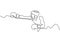 One line drawing of boxing vector. Boxer or fighter make a beat punch with hand. Sport game athlete theme